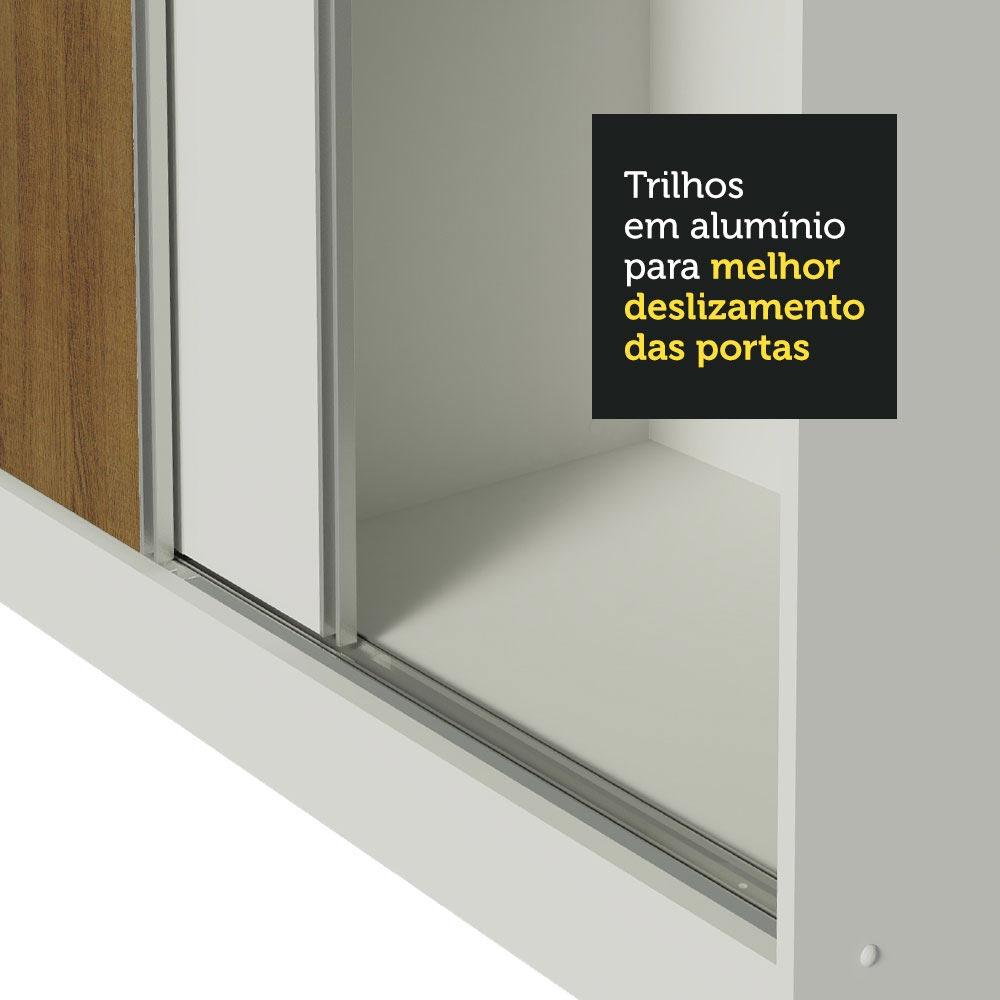 Guarda Roupa Infantil 100% MDF Madesa Logan 3 Portas de Correr com Pés - Branco/Branco/Rustic