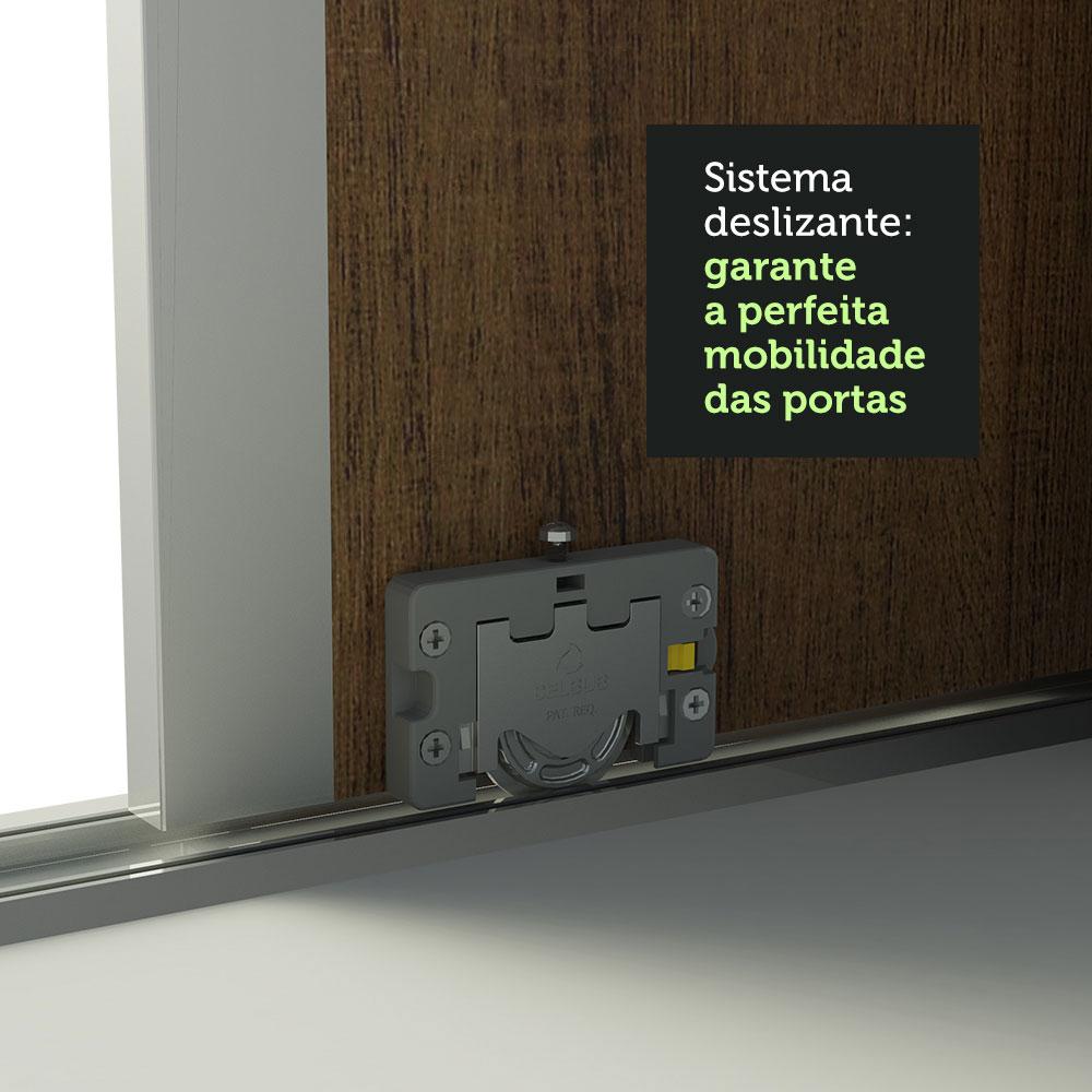 Guarda Roupa Infantil 100% MDF Madesa Logan 3 Portas de Correr com Pés - Branco/Rustic/Branco