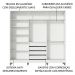Guarda Roupa Infantil 100% MDF Madesa Logan 3 Portas de Correr com Pés - Branco/Rustic/Branco
