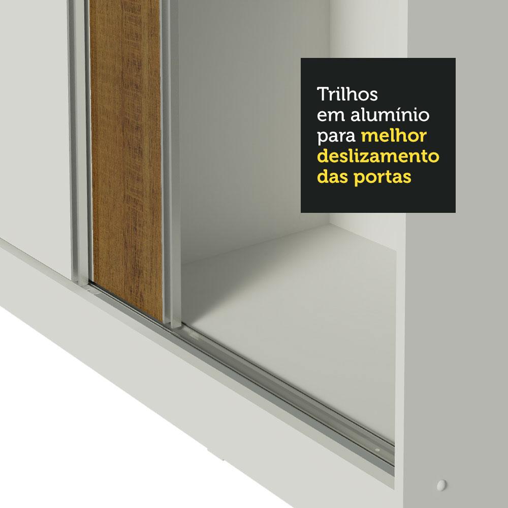 Guarda Roupa Infantil 100% MDF Madesa Logan 3 Portas de Correr com Pés - Branco/Rustic/Branco