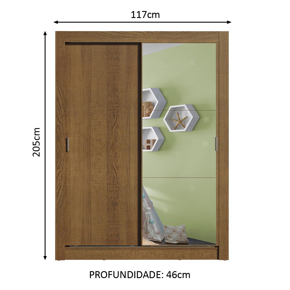 Guarda-Roupa Infantil Madesa Bento 2 Portas de Correr com Espelho 2 Gavetas
