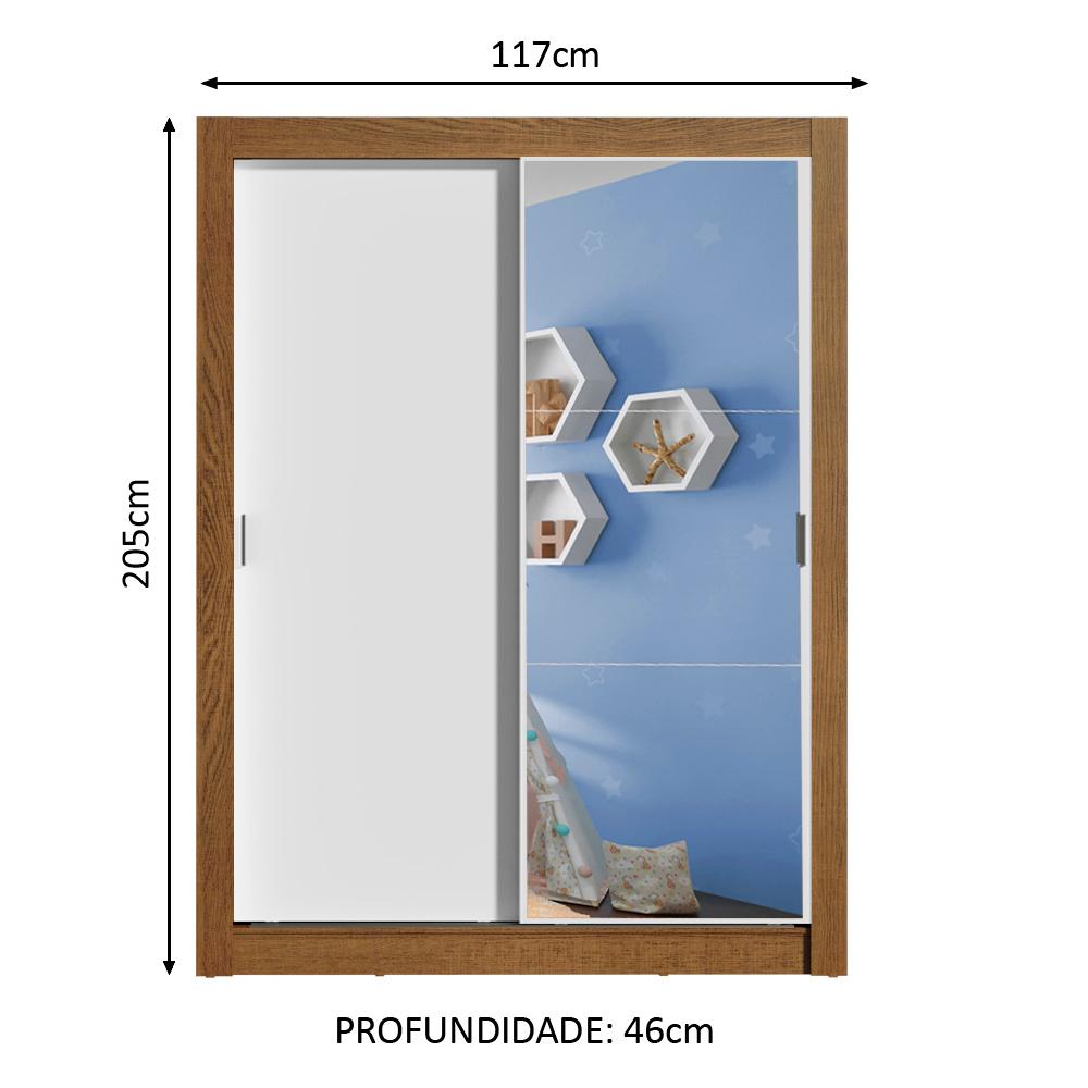 Guarda-Roupa Infantil Madesa Bento 2 Portas de Correr com Espelho 2 Gavetas
