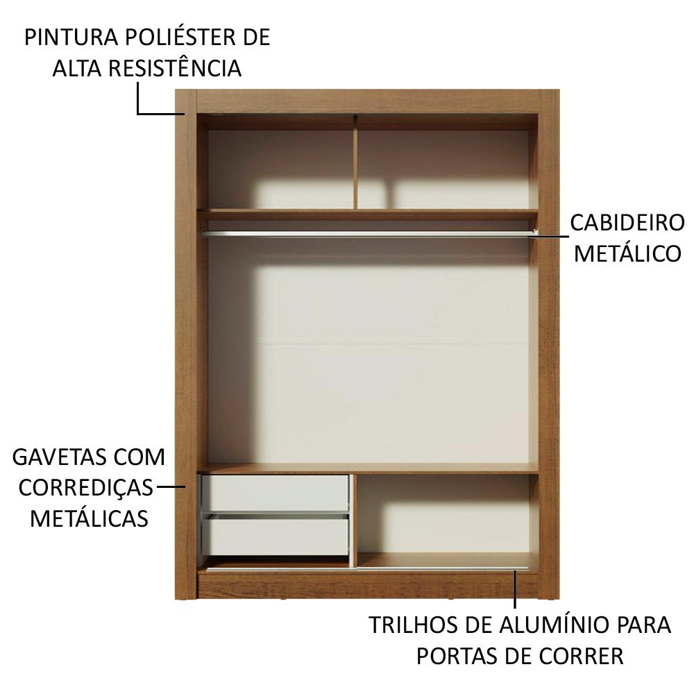 Guarda-Roupa Infantil Madesa Bento 2 Portas de Correr com Espelho 2 Gavetas