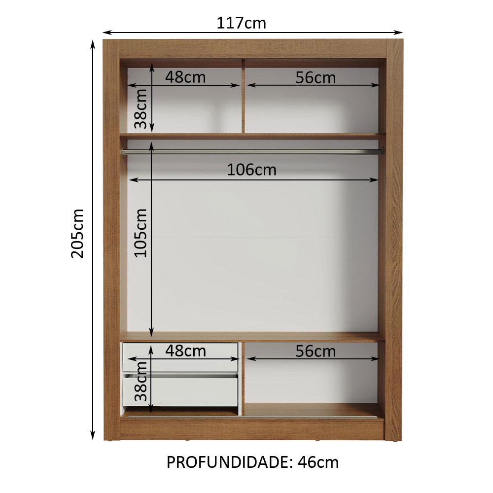 Guarda-Roupa Infantil Madesa Bento 2 Portas de Correr com Espelho 2 Gavetas