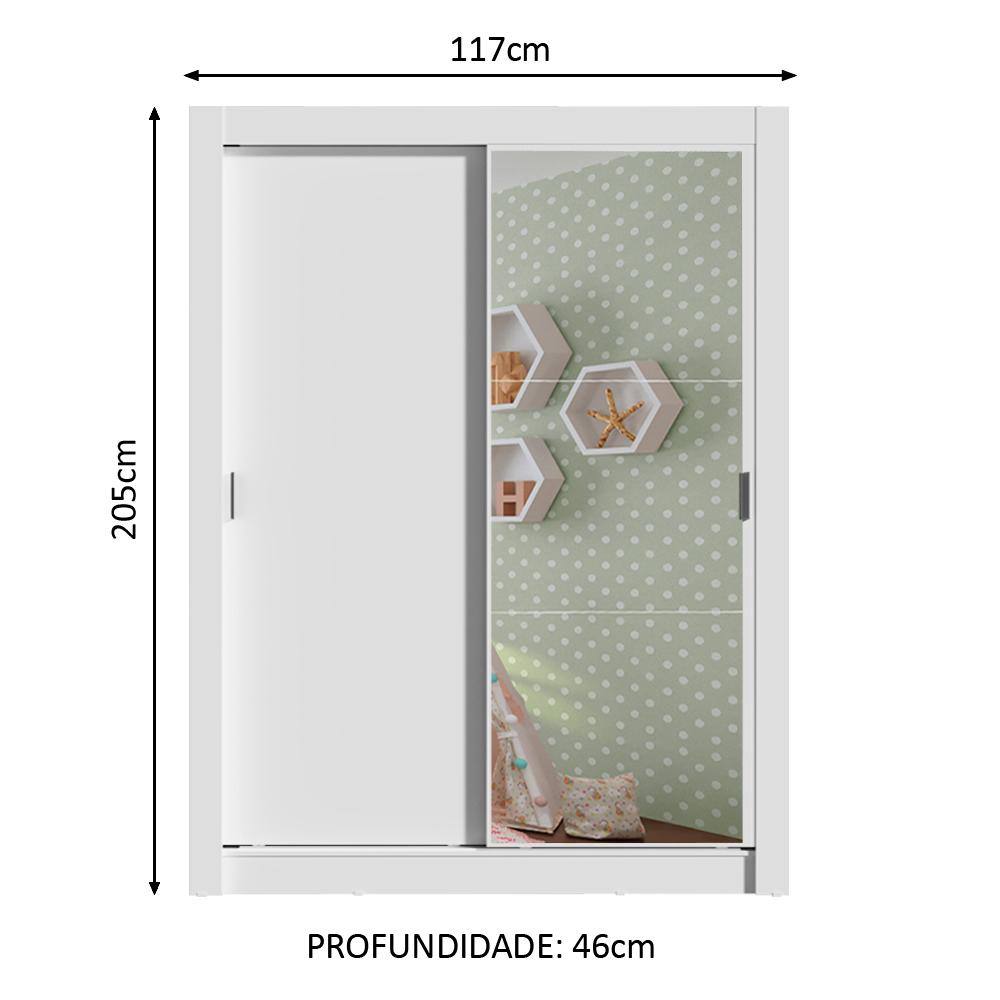 Guarda-Roupa Infantil Madesa Bento 2 Portas de Correr com Espelho 2 Gavetas
