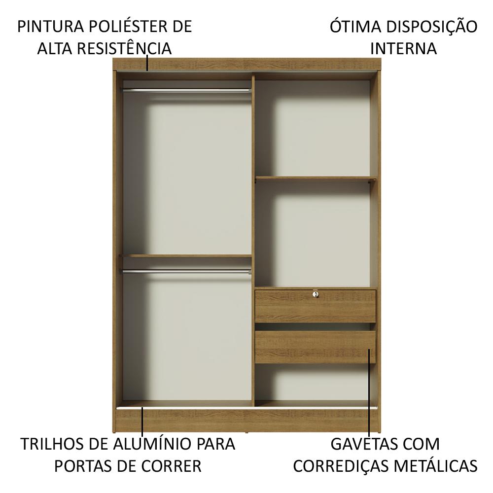 Guarda-Roupa Infantil Madesa Nick 2 Portas de Correr - Rustic