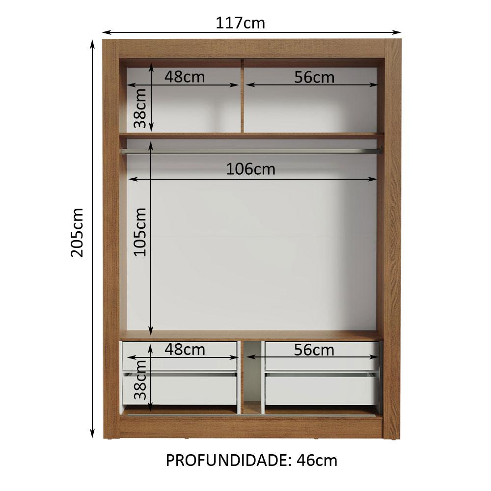 Guarda-Roupa Infantil Madesa Theo 2 Portas de Correr 4 Gavetas - Rustic/Branco