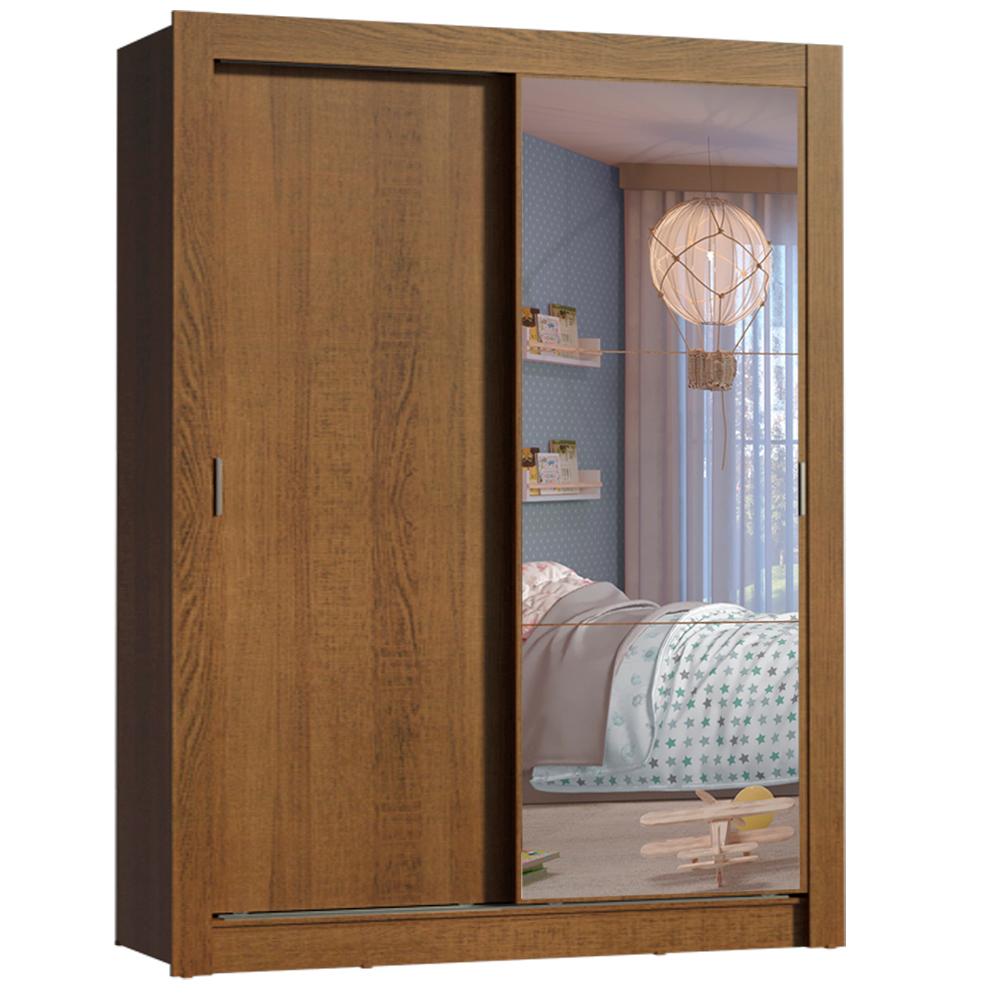 Guarda-Roupa Infantil Madesa Theo 2 Portas de Correr com Espelho 4 Gavetas - Rustic