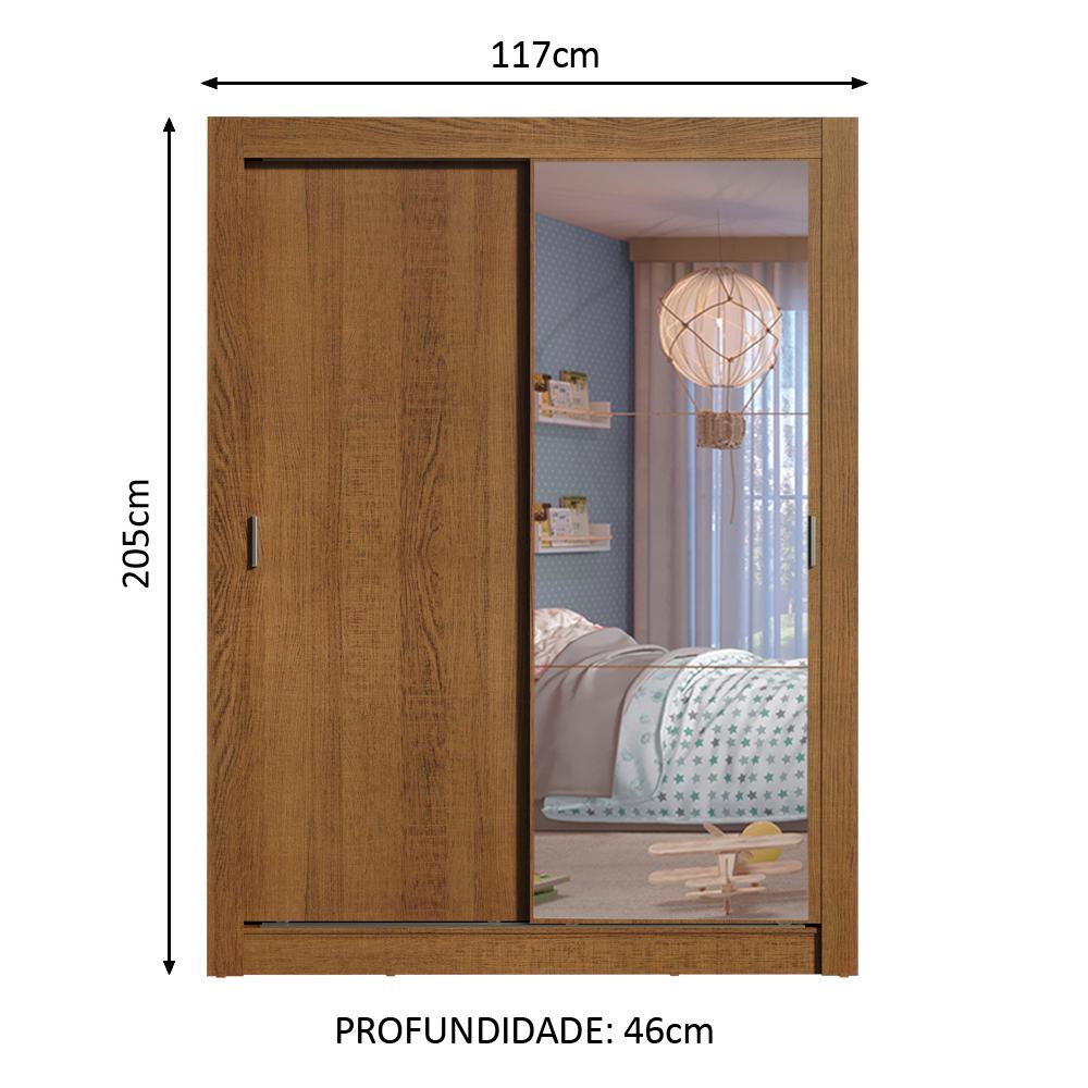 Guarda-Roupa Infantil Madesa Theo 2 Portas de Correr com Espelho 4 Gavetas - Rustic
