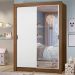 Guarda-Roupa Infantil Madesa Theo 2 Portas de Correr com Espelho 4 Gavetas - Rustic/Branco