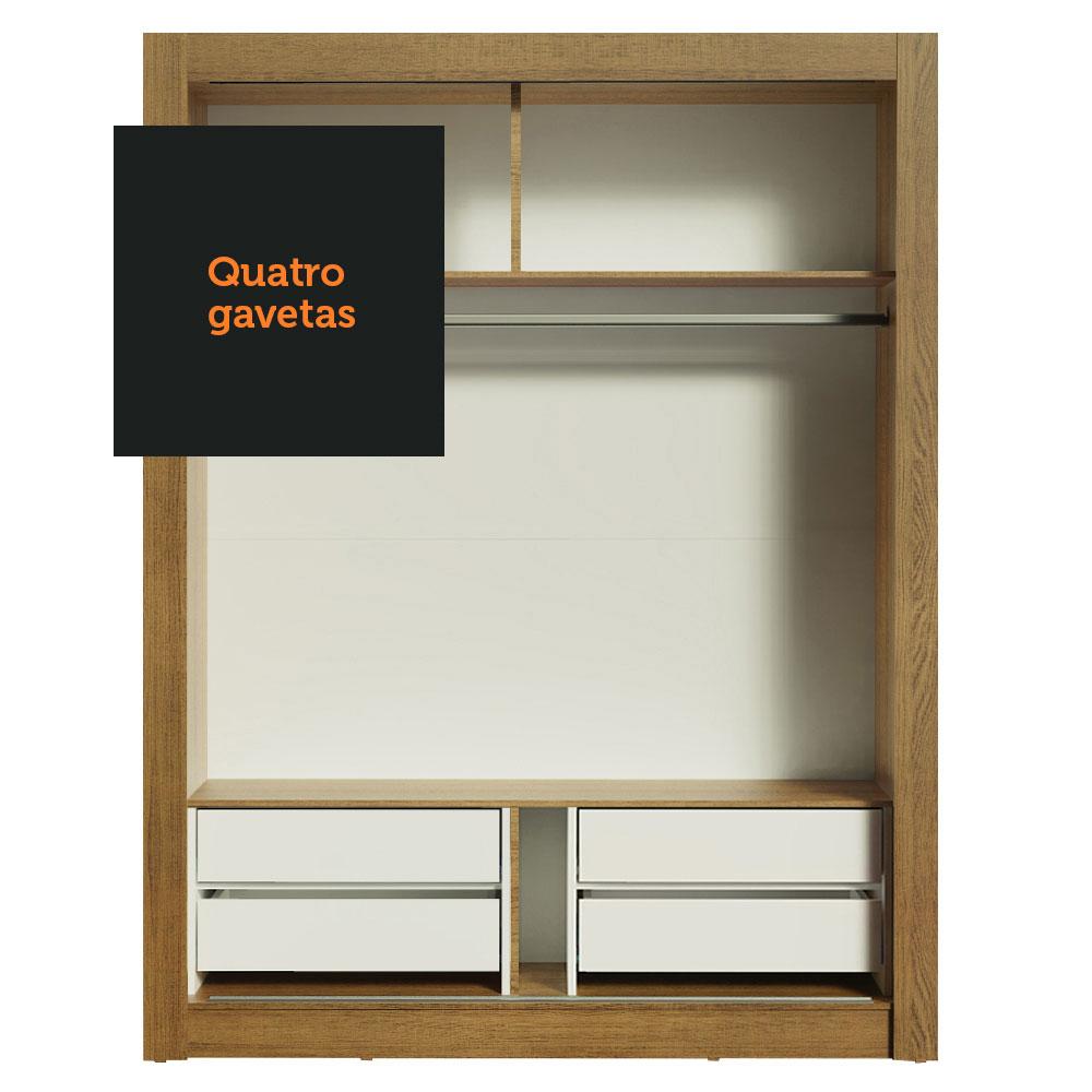 Guarda-Roupa Infantil Madesa Theo 2 Portas de Correr com Espelho 4 Gavetas - Rustic/Branco