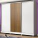 Guarda Roupa Juvenil 100% MDF Madesa Kevin 3 Portas de Correr com Pés - Branco/Branco/Rustic