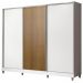Guarda Roupa Juvenil 100% MDF Madesa Kevin 3 Portas de Correr com Pés - Branco/Branco/Rustic