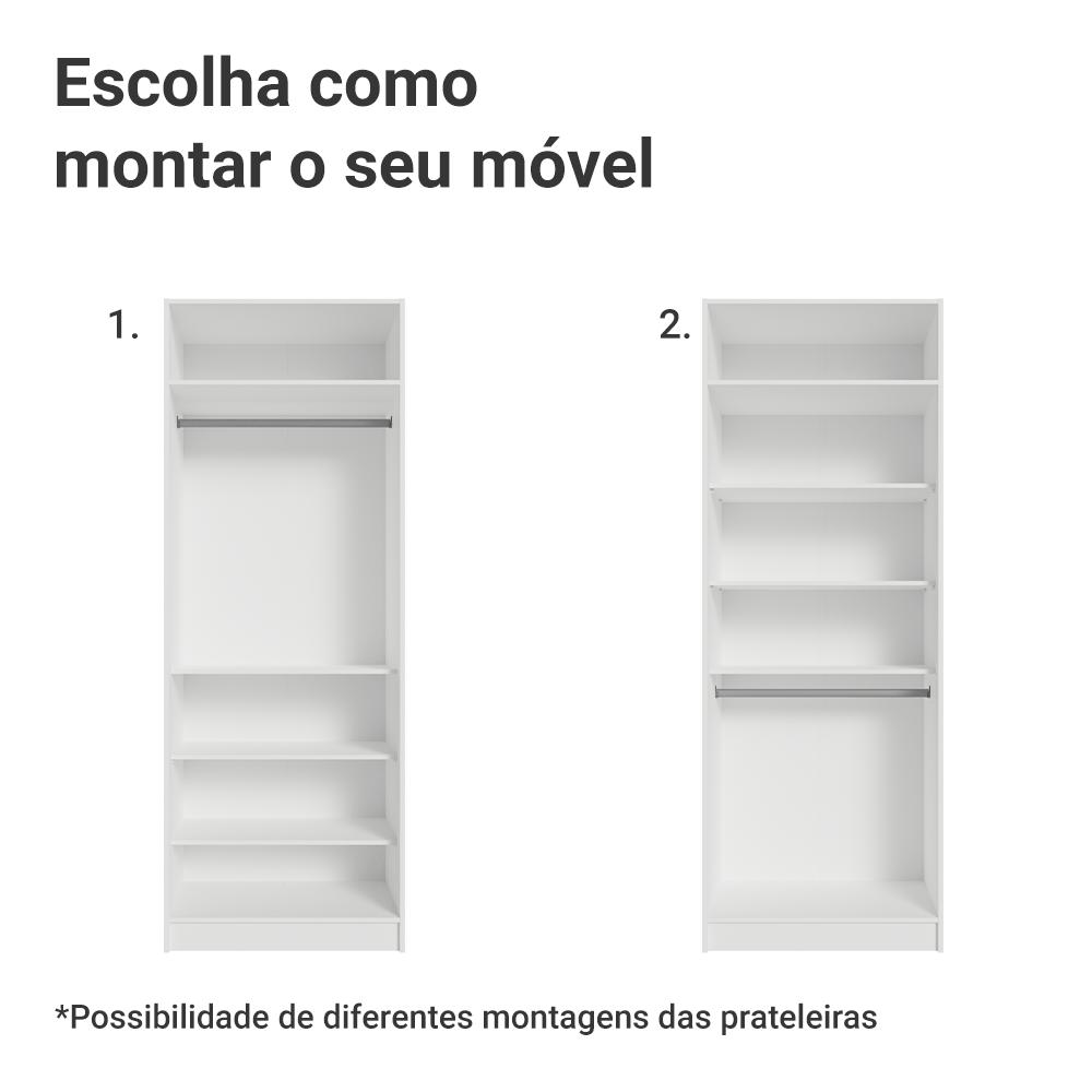 Guarda-Roupa Modulado 2 Portas 4 Prateleiras 1 Cabideiro Branco Neo Madesa