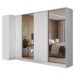 Guarda-Roupa Modulado Neo + Guarda-Roupa Royale 3 Portas de Correr com Espelhos Branco Madesa