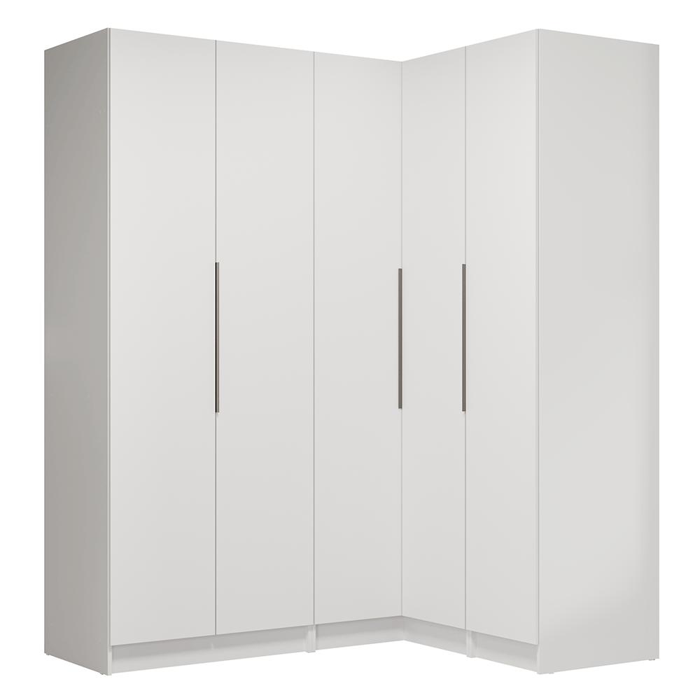 Guarda-Roupa Modulado de Canto 310 cm 5 Portas 2 Gavetas Branco Neo Madesa 02
