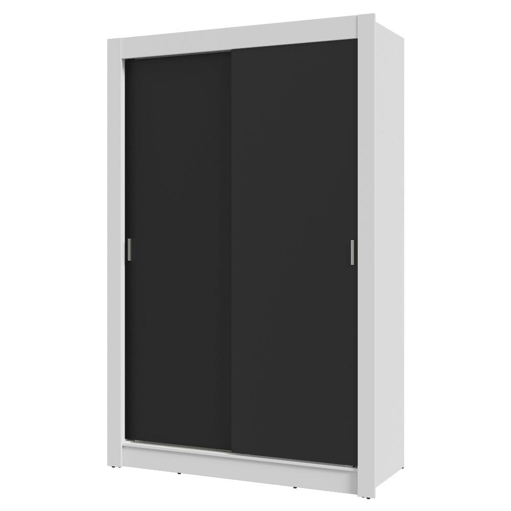 Guarda-Roupa Solteiro 2 Portas de Correr 2 Gavetas Branco/Preto Vivare Madesa