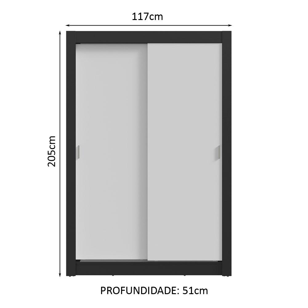 Guarda-Roupa Solteiro 2 Portas de Correr 2 Gavetas Preto/Branco Vivare Madesa
