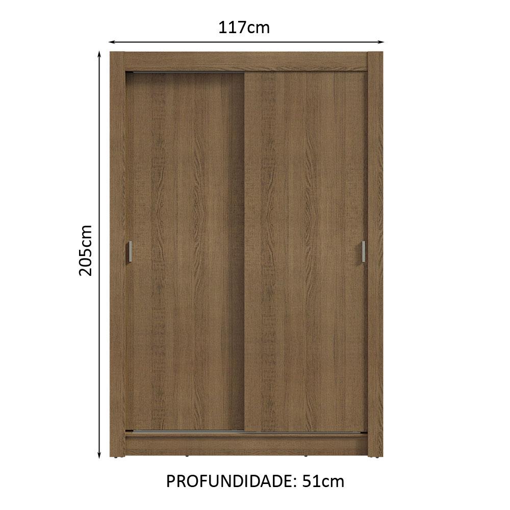 Guarda-Roupa Solteiro 2 Portas de Correr 2 Gavetas Rustic Vivare Madesa