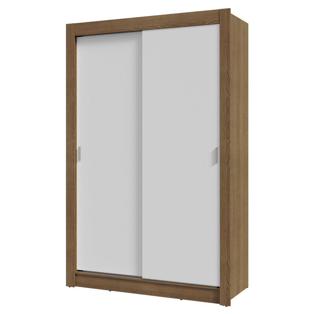 Guarda-Roupa Solteiro 2 Portas de Correr 2 Gavetas Rustic/Branco Vivare Madesa