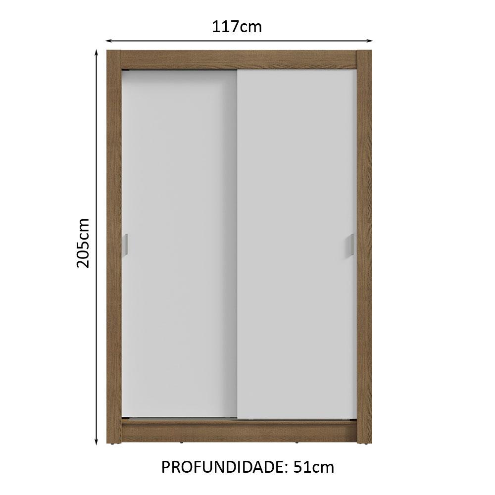 Guarda-Roupa Solteiro 2 Portas de Correr 2 Gavetas Rustic/Branco Vivare Madesa