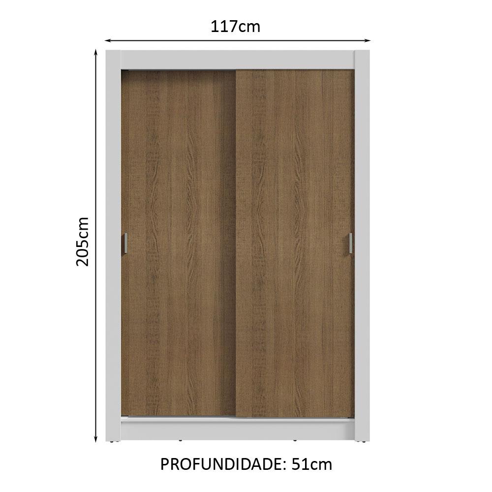 Guarda-Roupa Solteiro 2 Portas de Correr 4 Gavetas Branco/Rustic Vivare Plus Madesa