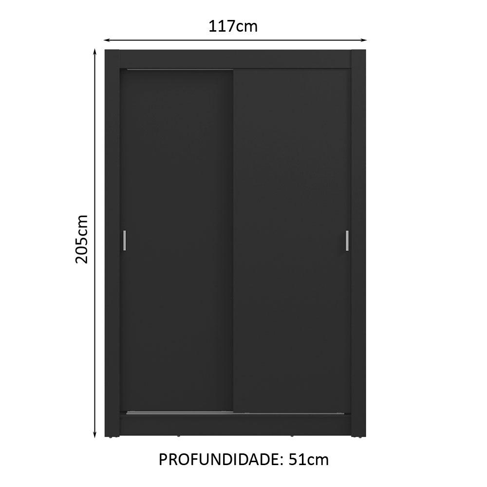 Guarda-Roupa Solteiro 2 Portas de Correr 4 Gavetas Preto Vivare Plus Madesa