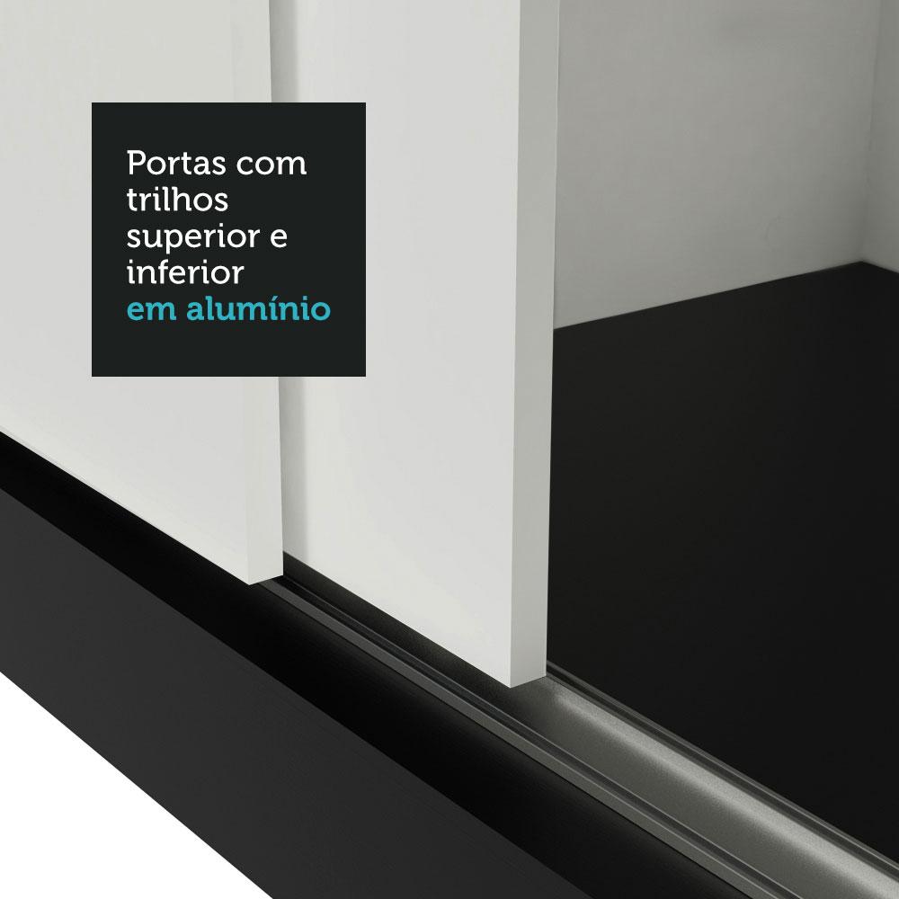 Guarda-Roupa Solteiro 2 Portas de Correr 4 Gavetas Preto/Branco Vivare Plus Madesa