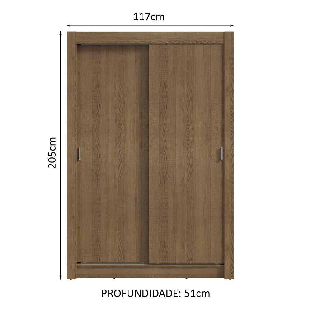 Guarda-Roupa Solteiro 2 Portas de Correr 4 Gavetas Rustic Vivare Plus Madesa