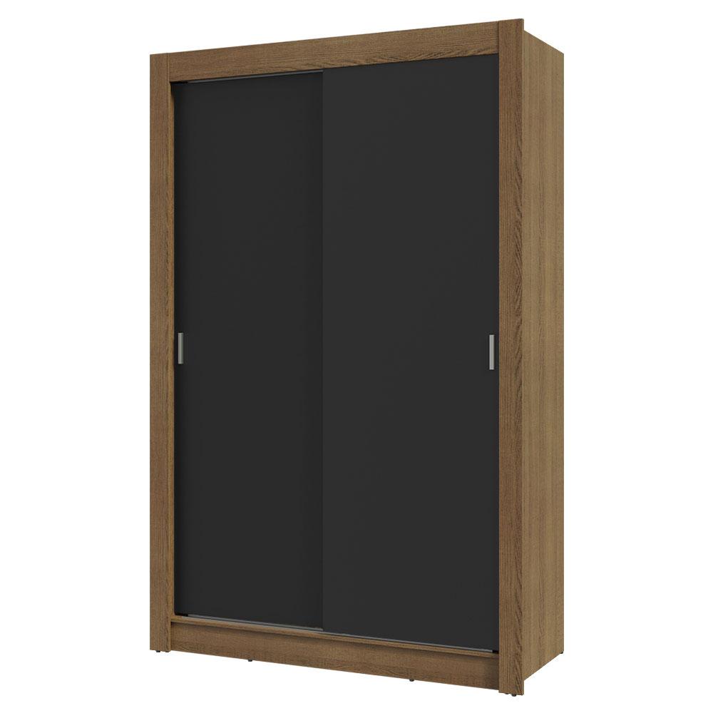Guarda-Roupa Solteiro 2 Portas de Correr 4 Gavetas Rustic/Preto Vivare Plus Madesa