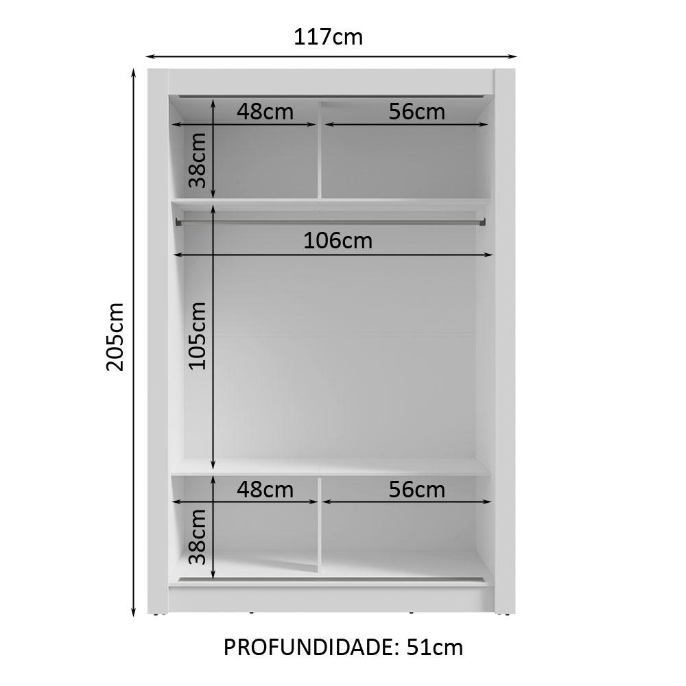 Guarda-Roupa Solteiro 2 Portas de Correr Branco/Cinza Milano Madesa