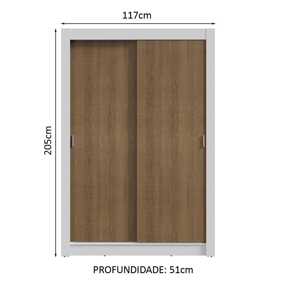 Guarda-Roupa Solteiro 2 Portas de Correr Branco/Rustic Milano Madesa