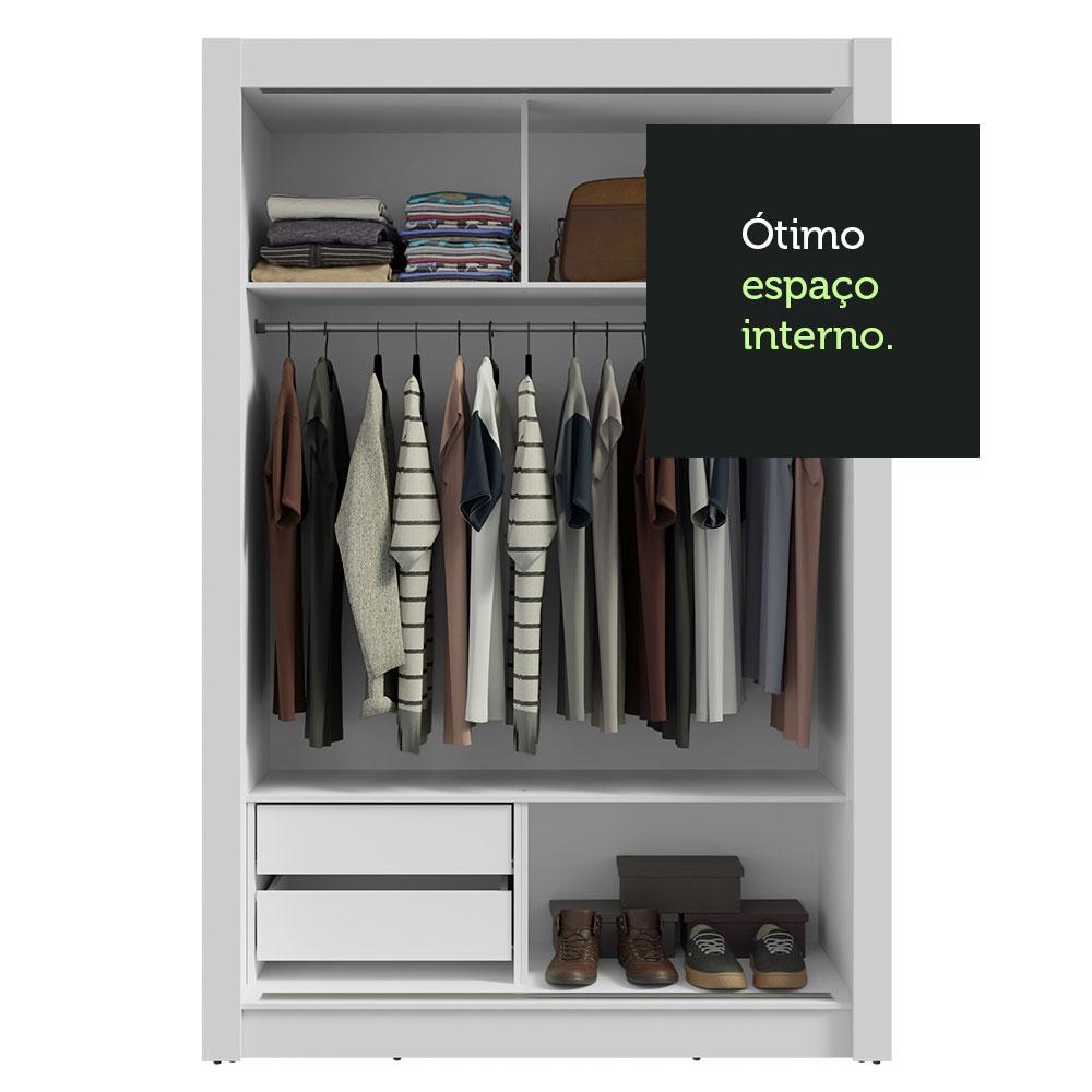Guarda-Roupa Solteiro 2 Portas de Correr com Espelho 2 Gavetas Branco/Rustic Vivare Madesa