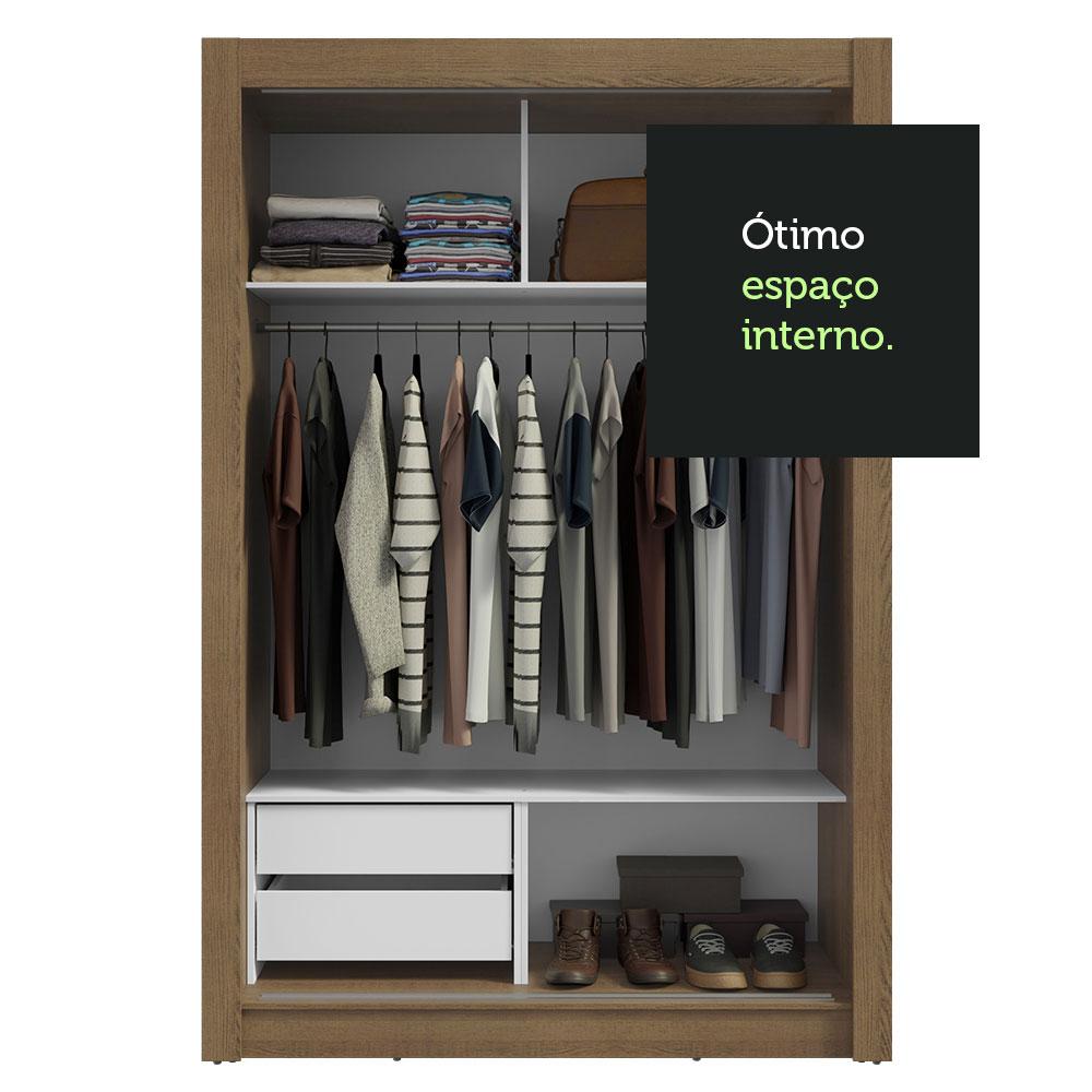 Guarda-Roupa Solteiro 2 Portas de Correr com Espelho 2 Gavetas Rustic/Cinza Vivare Madesa
