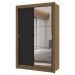 Guarda-Roupa Solteiro 2 Portas de Correr com Espelho 2 Gavetas Rustic/Preto Vivare Madesa