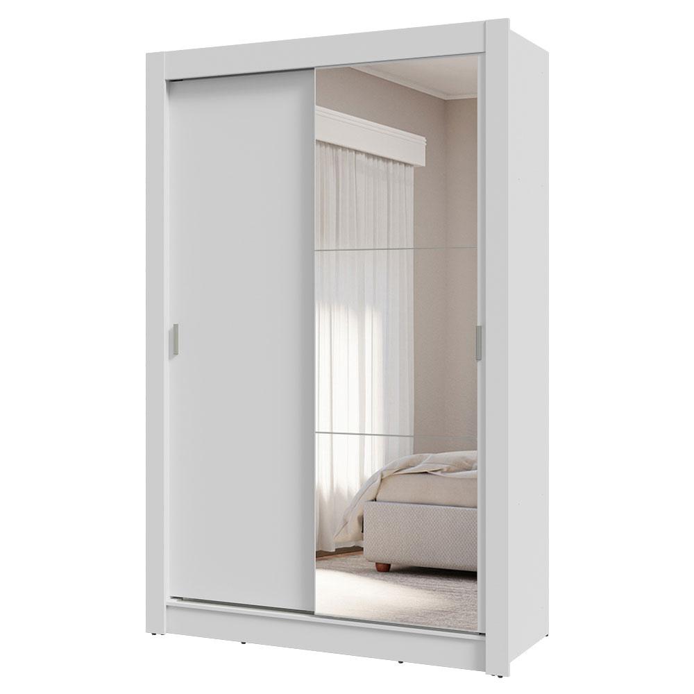 Guarda-Roupa Solteiro 2 Portas de Correr com Espelho 4 Gavetas Branco Vivare Plus Madesa