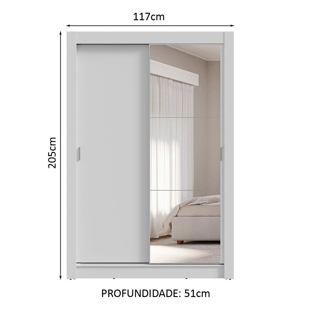 Guarda-Roupa Solteiro 2 Portas de Correr com Espelho 4 Gavetas Branco Vivare Plus Madesa