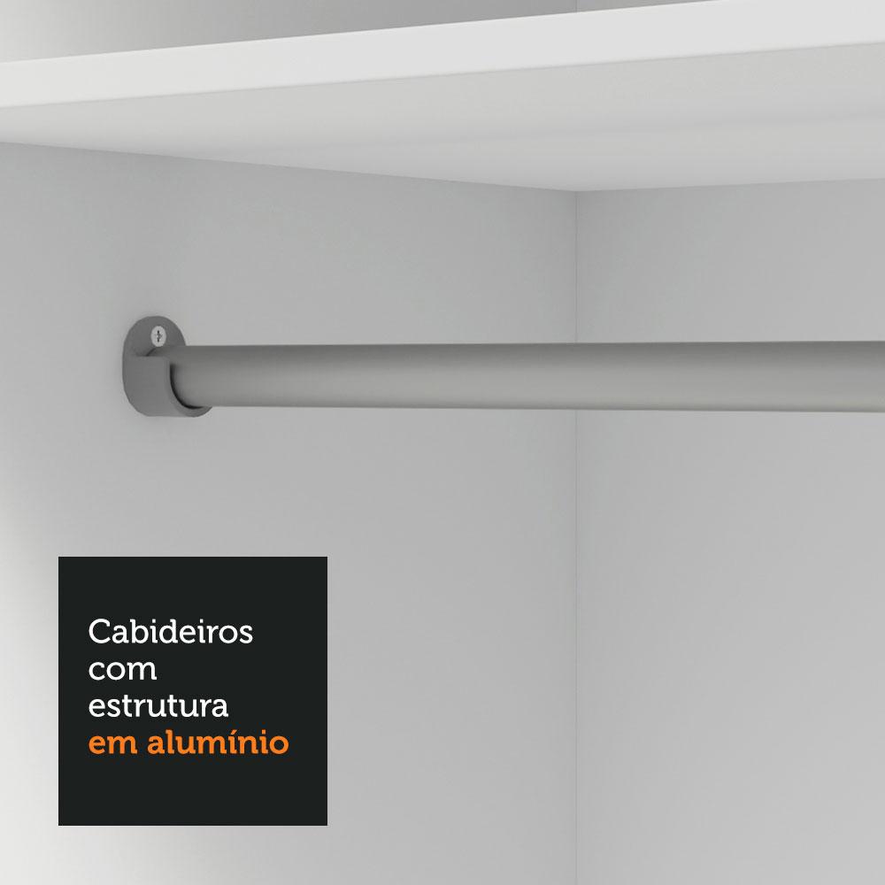 Guarda-Roupa Solteiro 2 Portas de Correr com Espelho 4 Gavetas Branco/Rustic Vivare Plus Madesa