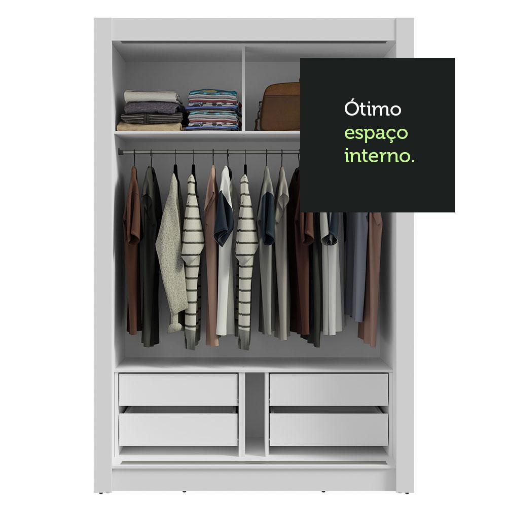Guarda-Roupa Solteiro 2 Portas de Correr com Espelho 4 Gavetas Branco/Rustic Vivare Plus Madesa