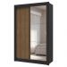 Guarda-Roupa Solteiro 2 Portas de Correr com Espelho 4 Gavetas Preto/Rustic Vivare Plus Madesa