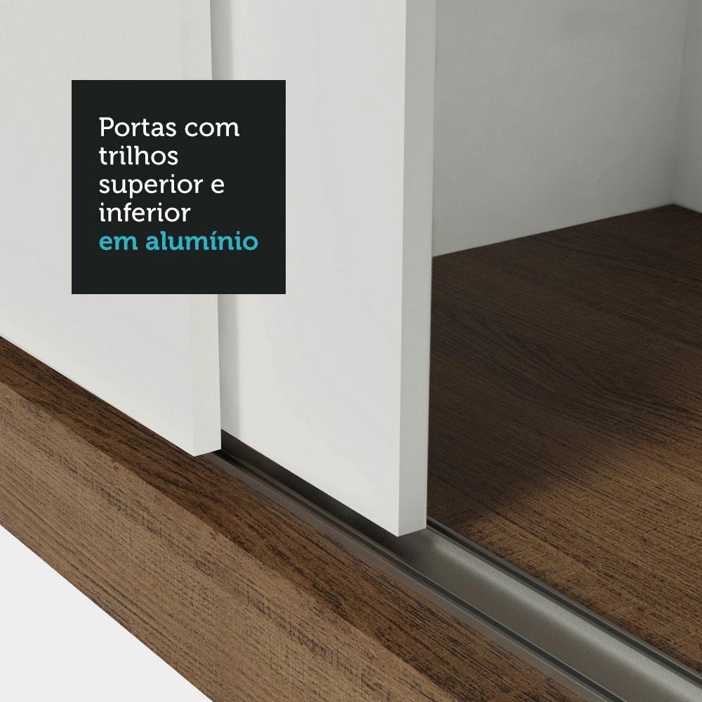 Guarda-Roupa Solteiro 2 Portas de Correr com Espelho 4 Gavetas Rustic/Branco Vivare Plus Madesa