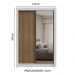 Guarda-Roupa Solteiro 2 Portas de Correr com Espelho Branco/Rustic Milano Madesa