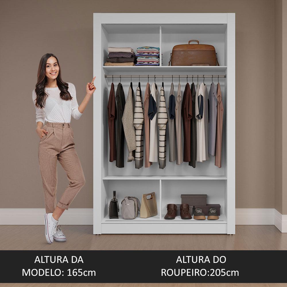 Guarda-Roupa Solteiro 2 Portas de Correr com Espelho Branco/Rustic Milano Madesa