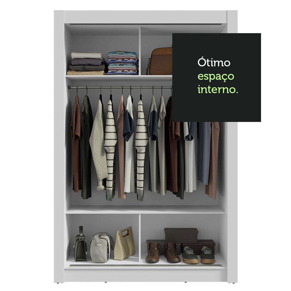 Guarda-Roupa Solteiro 2 Portas de Correr com Espelho Branco/Rustic Milano Madesa
