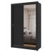 Guarda-Roupa Solteiro 2 Portas de Correr com Espelho Preto Milano Madesa
