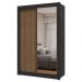 Guarda-Roupa Solteiro 2 Portas de Correr com Espelho Preto/Rustic Milano Madesa