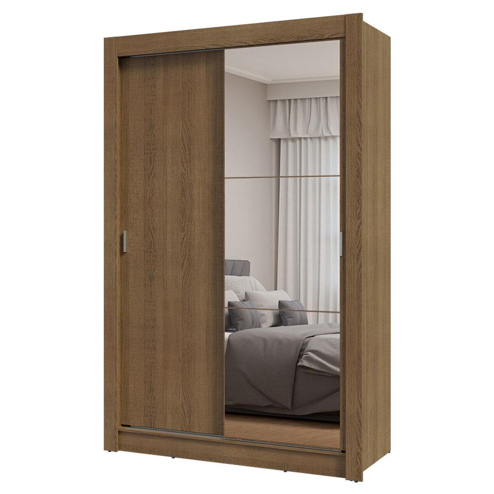 Guarda-Roupa Solteiro 2 Portas de Correr com Espelho Rustic Milano Madesa