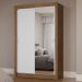 Guarda-Roupa Solteiro 2 Portas de Correr com Espelho Rustic/Branco Milano Madesa