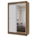 Guarda-Roupa Solteiro 2 Portas de Correr com Espelho Rustic/Branco Milano Madesa
