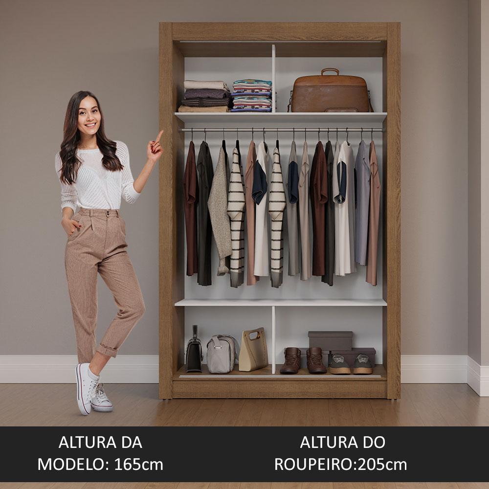Guarda-Roupa Solteiro 2 Portas de Correr com Espelho Rustic/Cinza Milano Madesa
